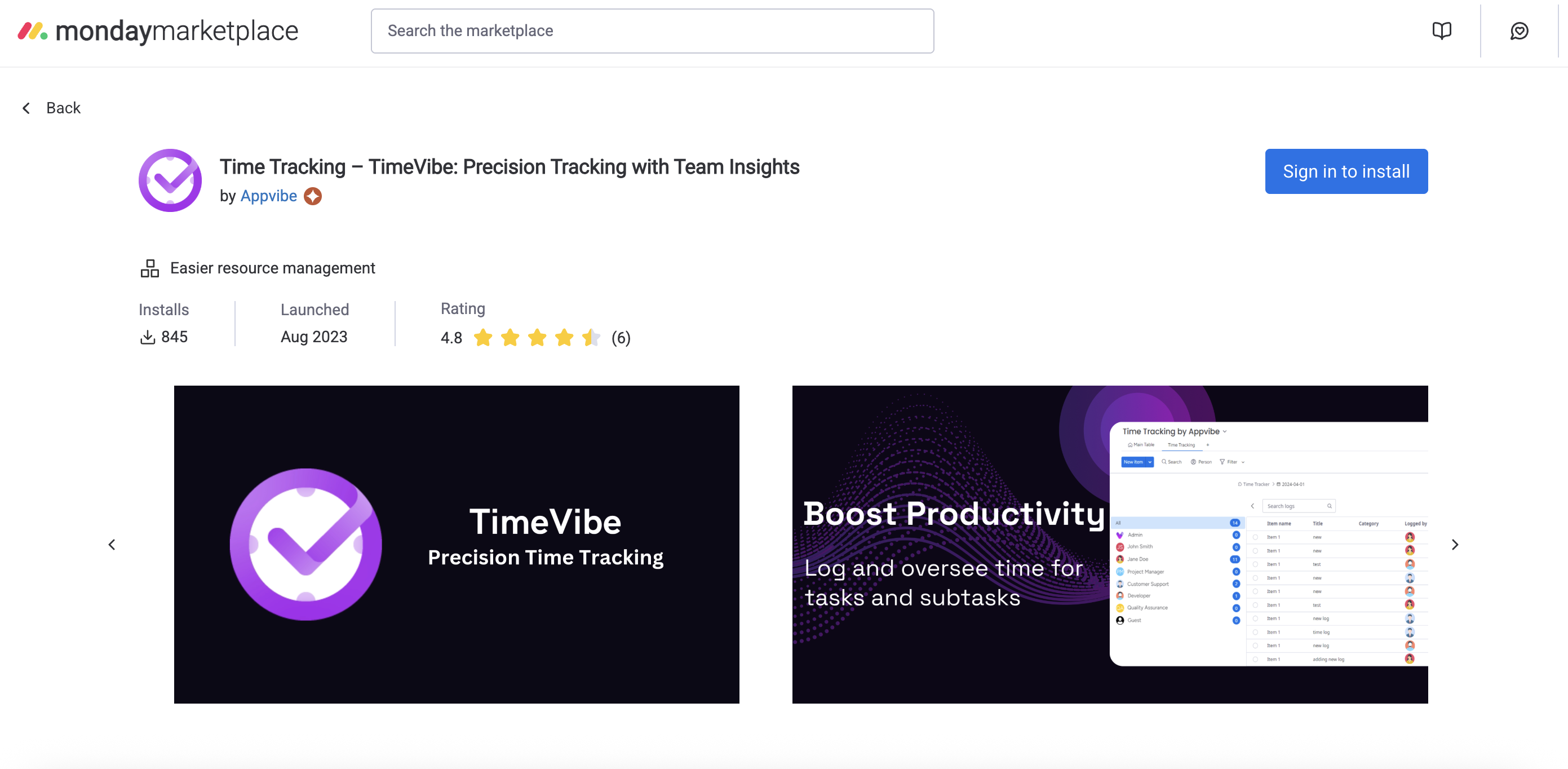 TimeVibe Marketplace Listing