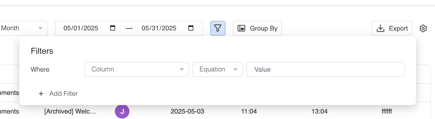 TimeVibe Time Records Advanced Filtering